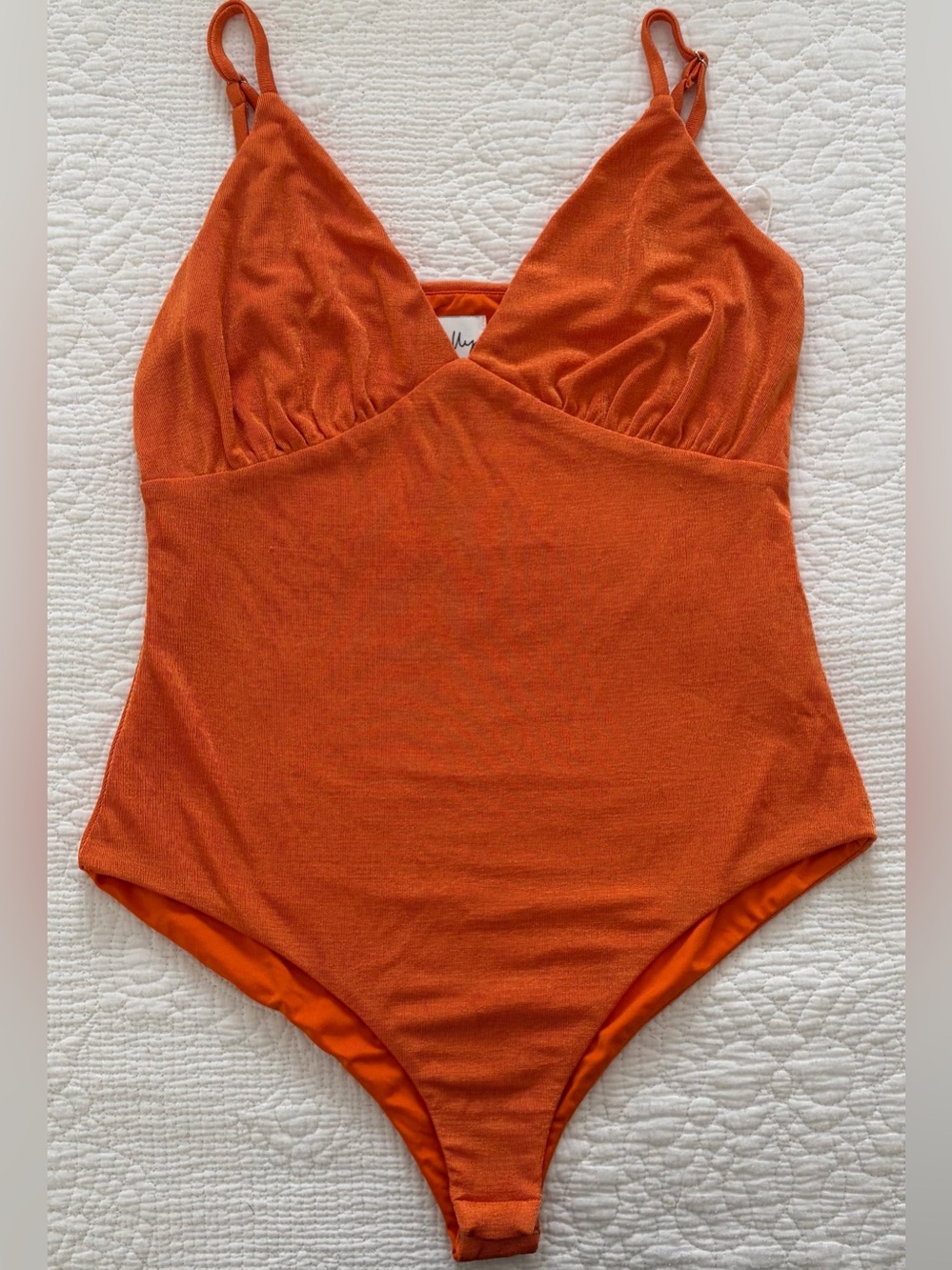 Polly Women's Orange V-Neck Bodysuit | Size S
